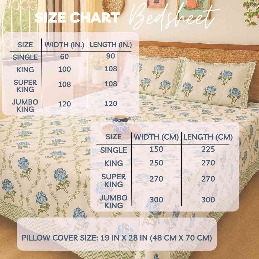 Pushpanjali - The Offering Bedsheet | Everyday Cotton | Green