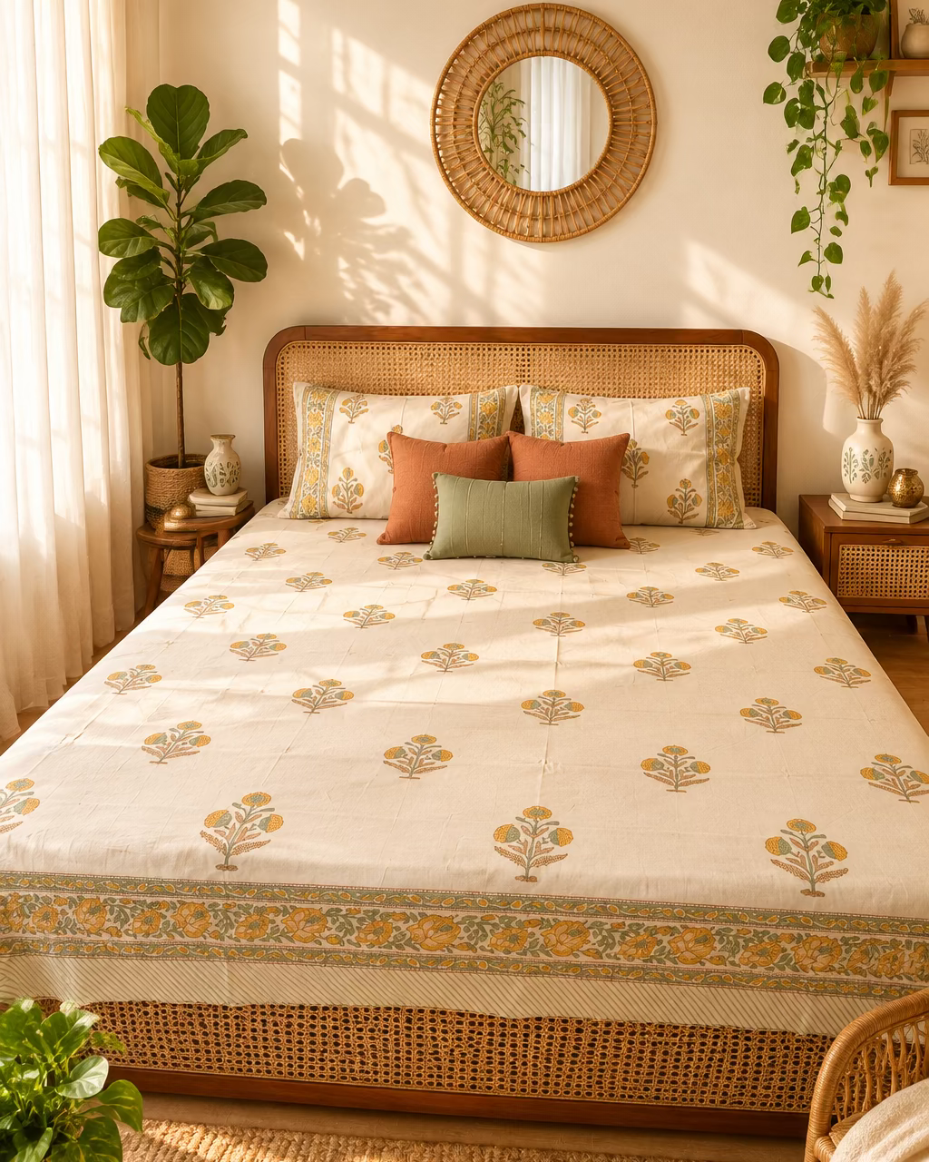 Sonali - Percale Cotton Bedsheet | Hand Block