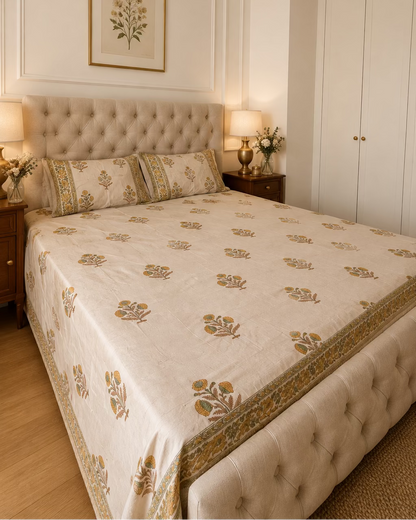 Sonali - Percale Cotton Bedsheet | Hand Block