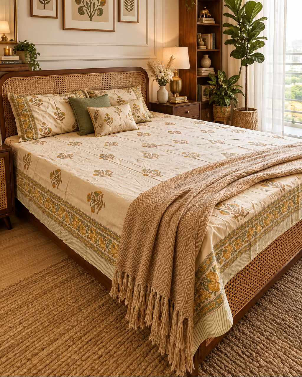 Sonali - Percale Cotton Bedsheet | Hand Block