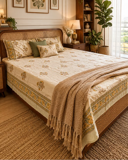 Sonali - Percale Cotton Bedsheet | Hand Block