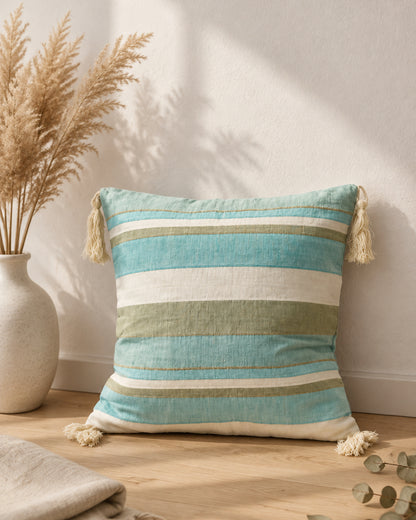 Stripe Sutra - Quilted Everyday Cotton Cushion Cover | Blue cushion cover