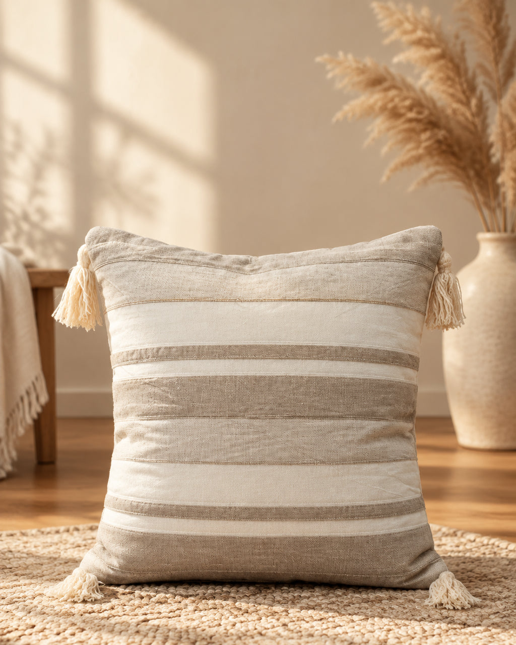 Stripe Sutra - Quilted Everyday Cotton Cushion Cover | Grey cushion cover