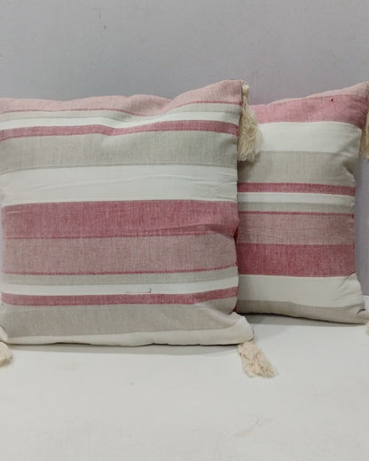 Stripe Sutra - Quilted Everyday Cotton Cushion Cover | Pink front view