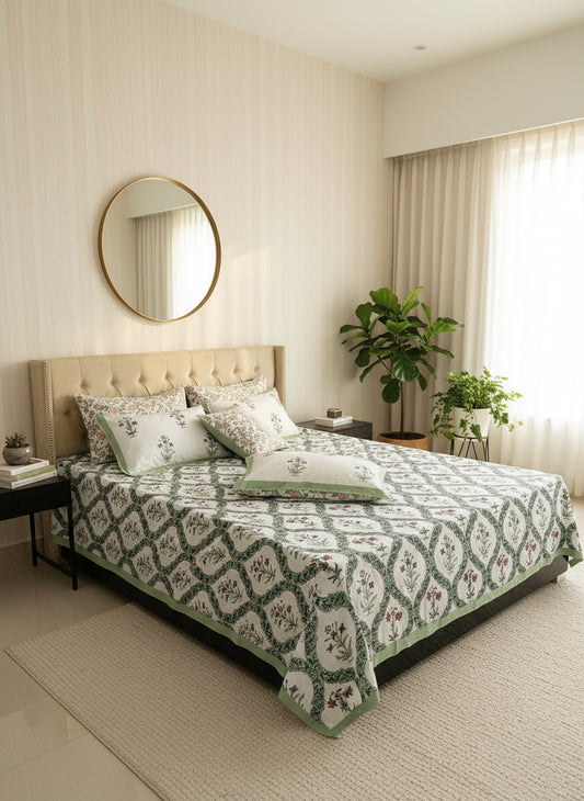 Sugandha - The Fragrant Bedsheet | Soft fine Cotton | Green