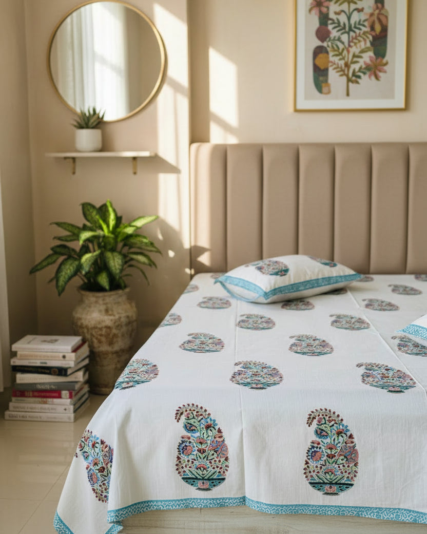 Sukoon - Soft Fine Cotton Bedsheet | Blue