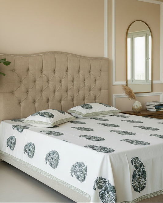 Sukoon - Soft Fine Cotton Bedsheet | Green