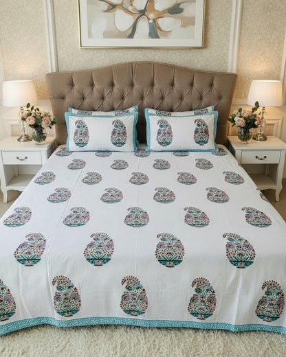 Sukoon blue Soft Fine Cotton bedsheet – front view
