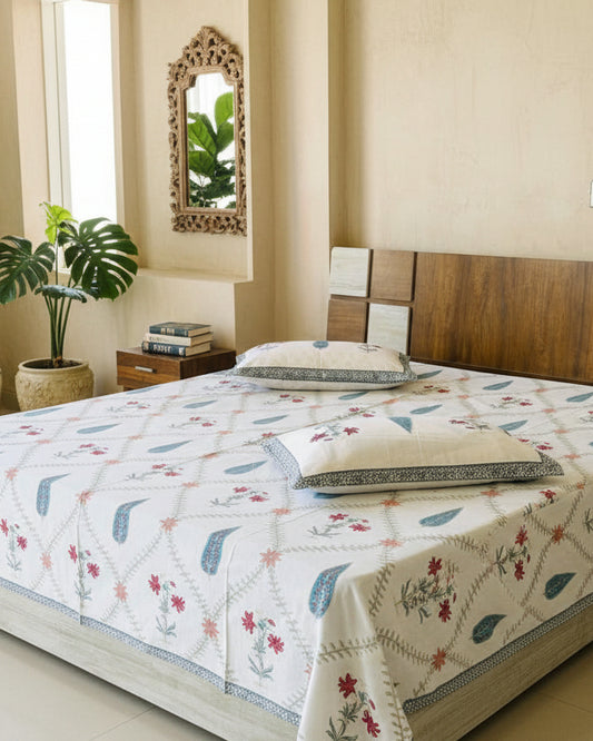 Sumbul - The Hyacinthe Bedsheet | Soft Fine Cotton | Pink