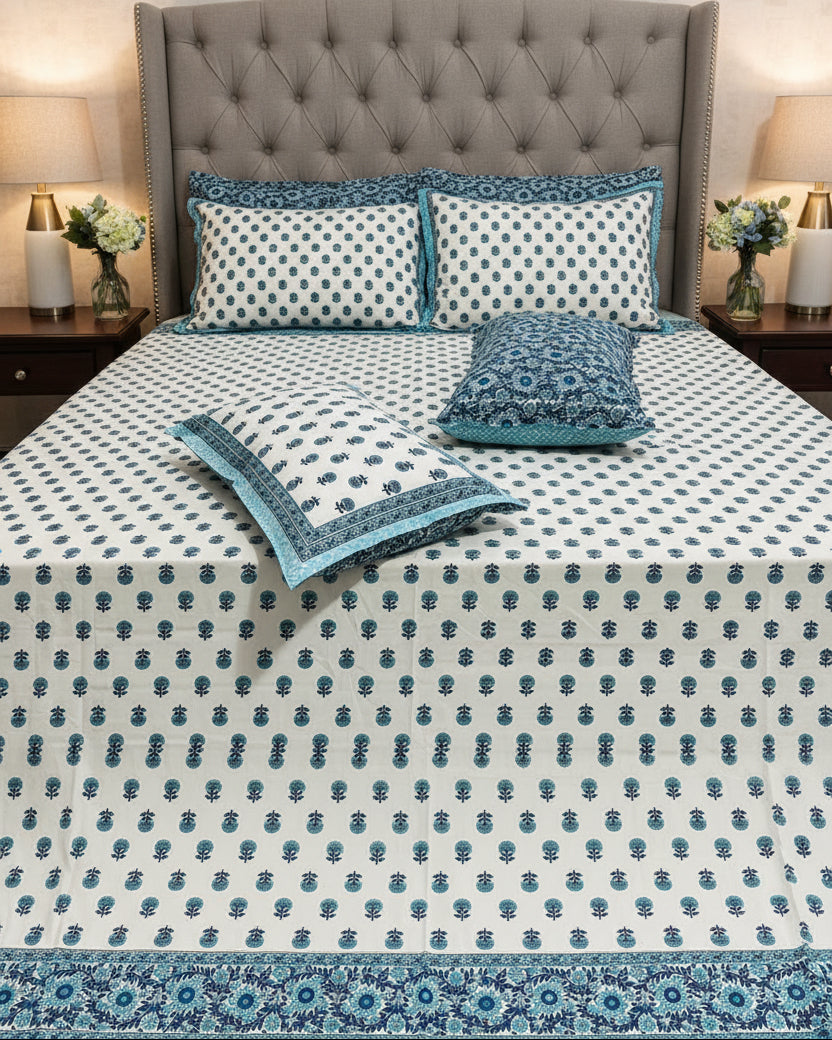 Sumedha - Everyday Cotton Bedsheet | Blue