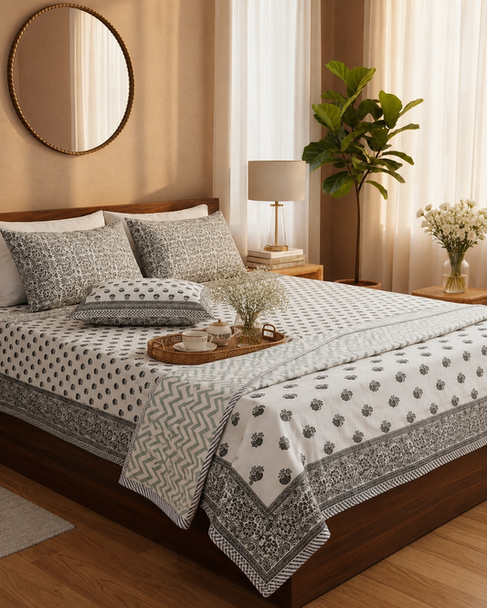 Sumedha Dohar Bedsheet Bedding Set | Grey