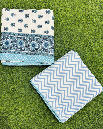 Sumedha blue reversible mulmul cotton dohar – product view