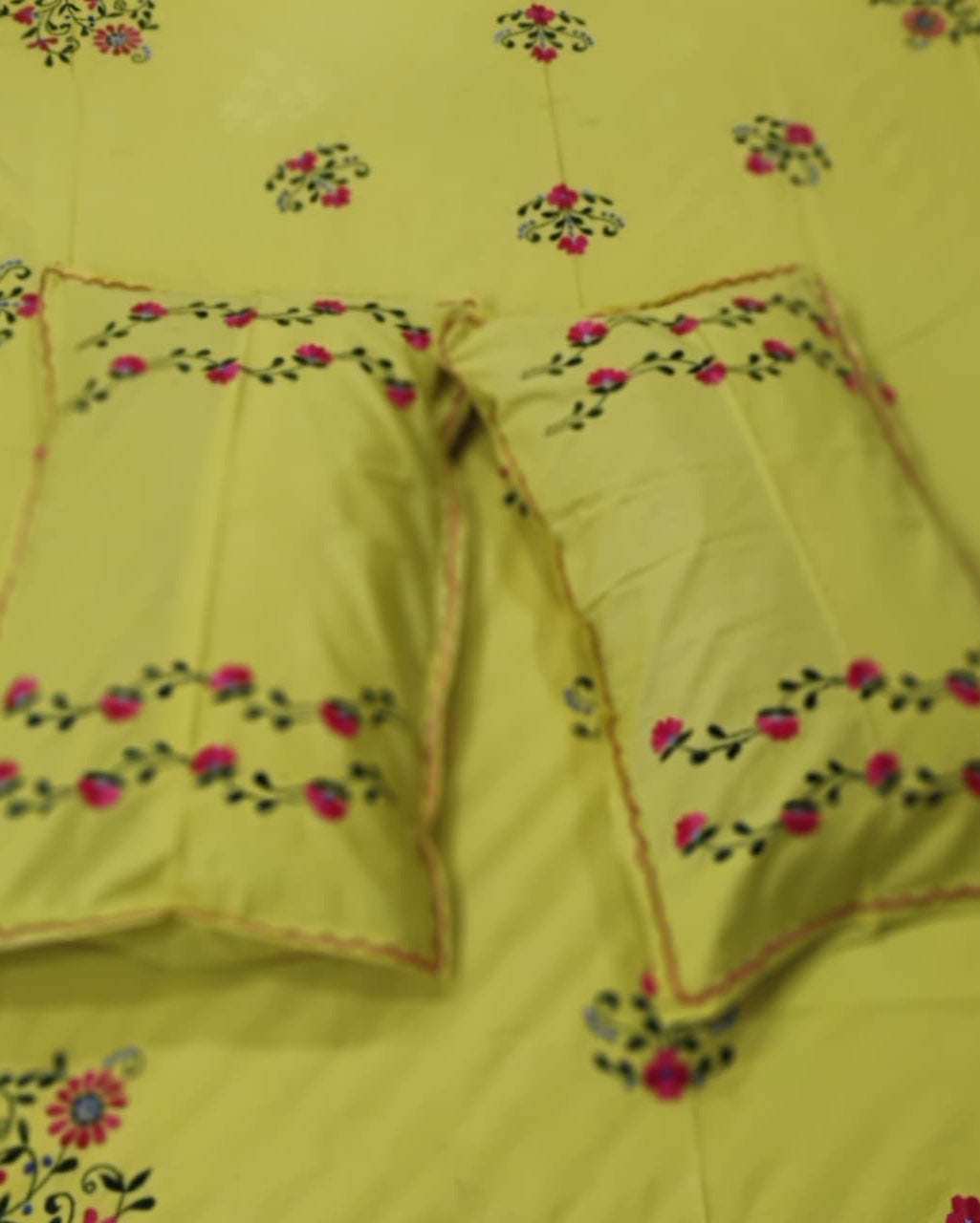 Sunehri - Soft Fine Cotton Bedsheet | Hand Embroidered