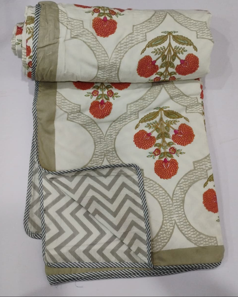 Surabhi grey reversible mulmul cotton dohar – fabric detail