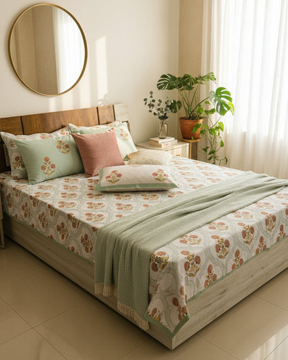 Surabhi green Everyday Cotton bedsheet – fabric detail