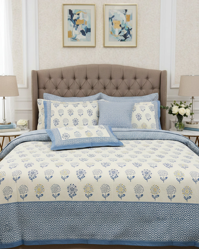 Surajmukhi - Everyday Cotton Bedsheet | Blue