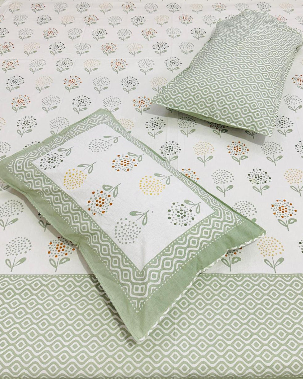 Surajmukhi - Everyday Cotton Bedsheet | Green