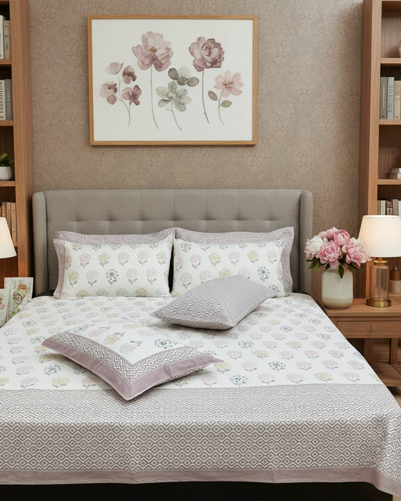 Surajmukhi - Everyday Cotton Bedsheet | Lilac