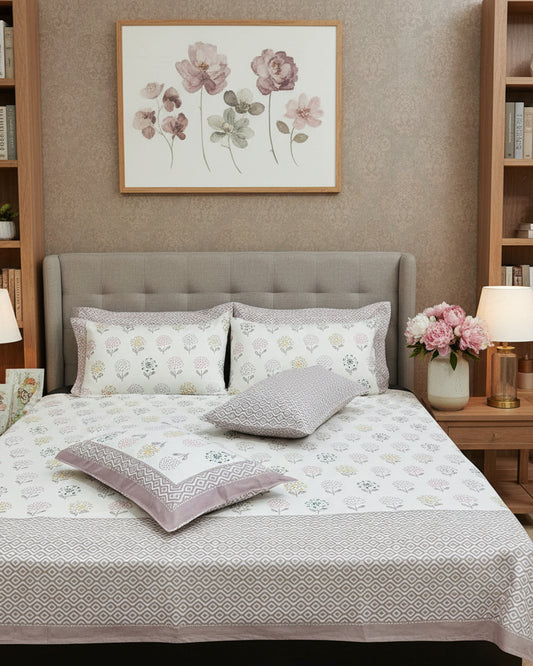 Surajmukhi - Everyday Cotton Bedsheet | Lilac