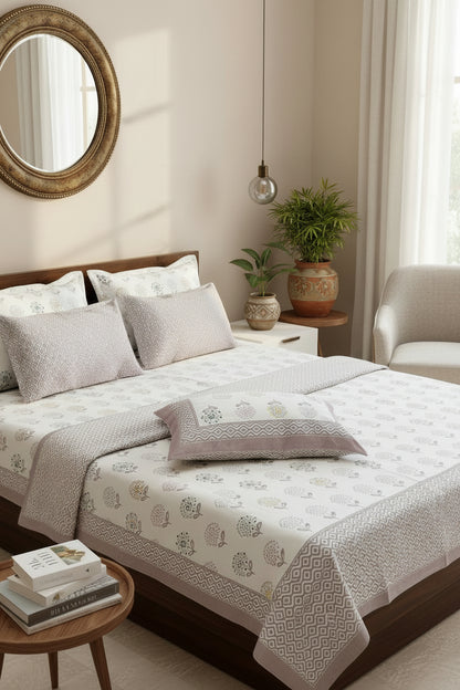 Surajmukhi lilac Everyday Cotton bedsheet – front view
