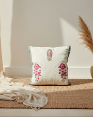 Surmayi - Quilted Cotton Cushion Cover | Blue