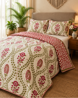 Surmayi green reversible Mulmul cotton dohar – styled view