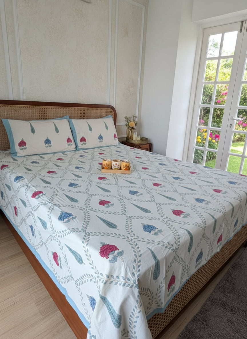 Tarangini - The Flowy Bedsheet | Everyday Cotton | Blue