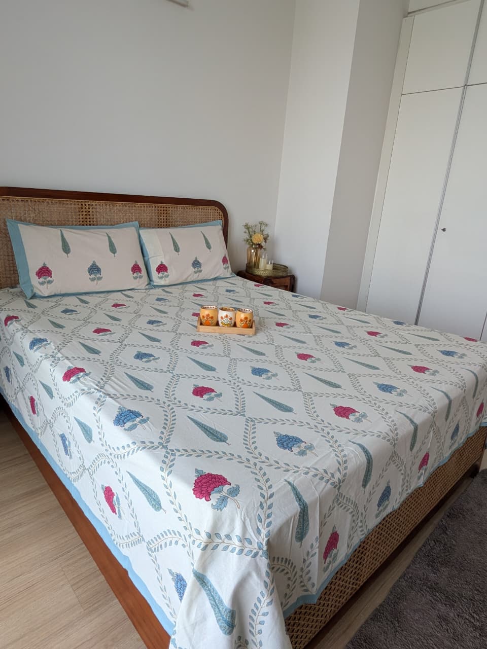 Tarangini  Dohar Bedsheet Bedding Set | Blue