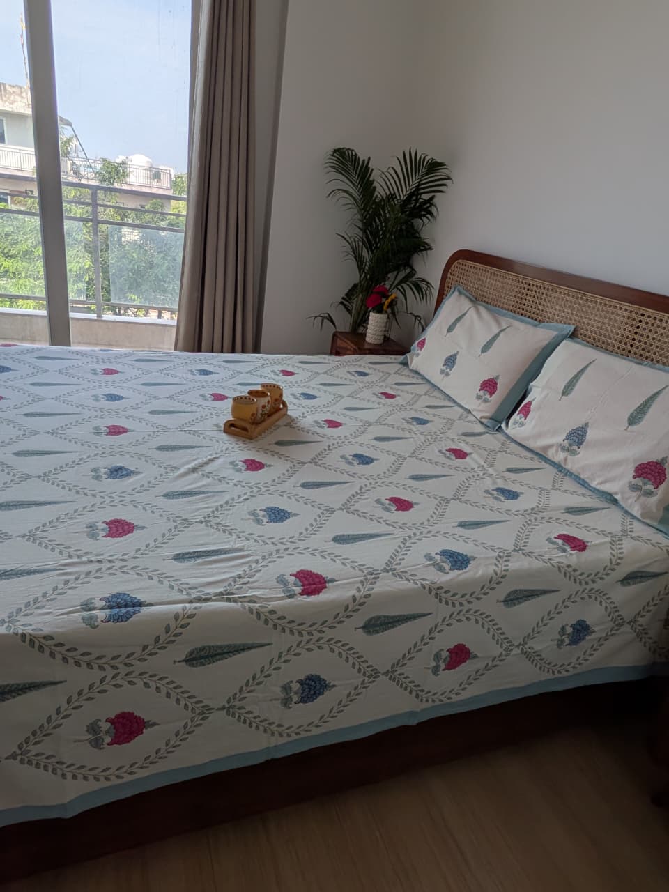 Tarangini  Dohar Bedsheet Bedding Set | Blue