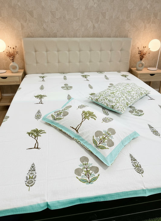 Taru - The Tree Bedsheet | Soft Fine Cotton | Blue