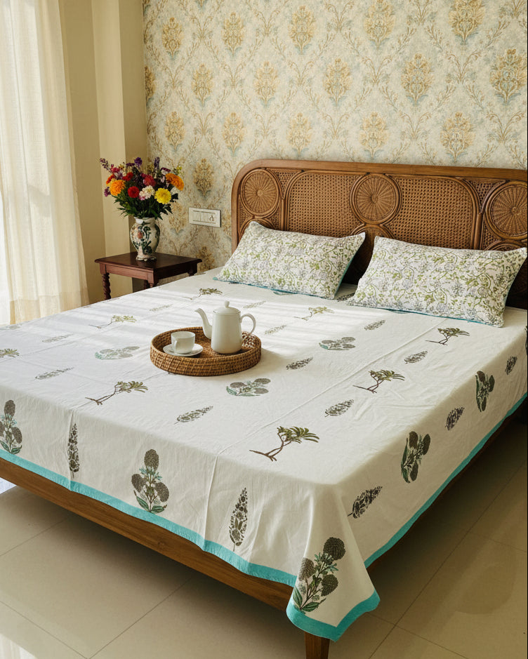 Taru - Soft Fine Cotton Bedsheet | Blue