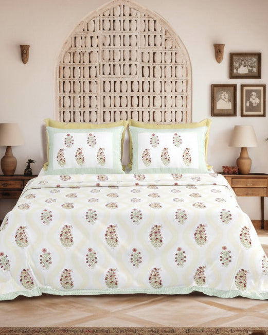 Vamika - Soft Fine Cotton Bedsheet | Green