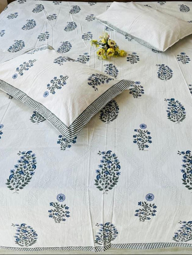 Vamika - Percale Cotton Bedsheet | Blue