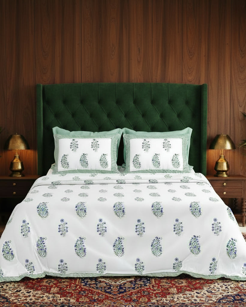 Vamika - Percale Cotton Bedsheet | Blue