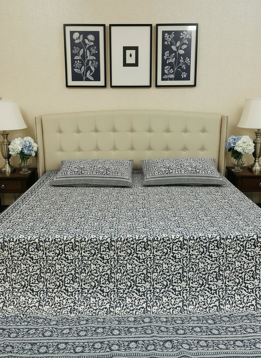 Vanalika - The Forest vine Bedsheet | Everyday Cotton | Blue