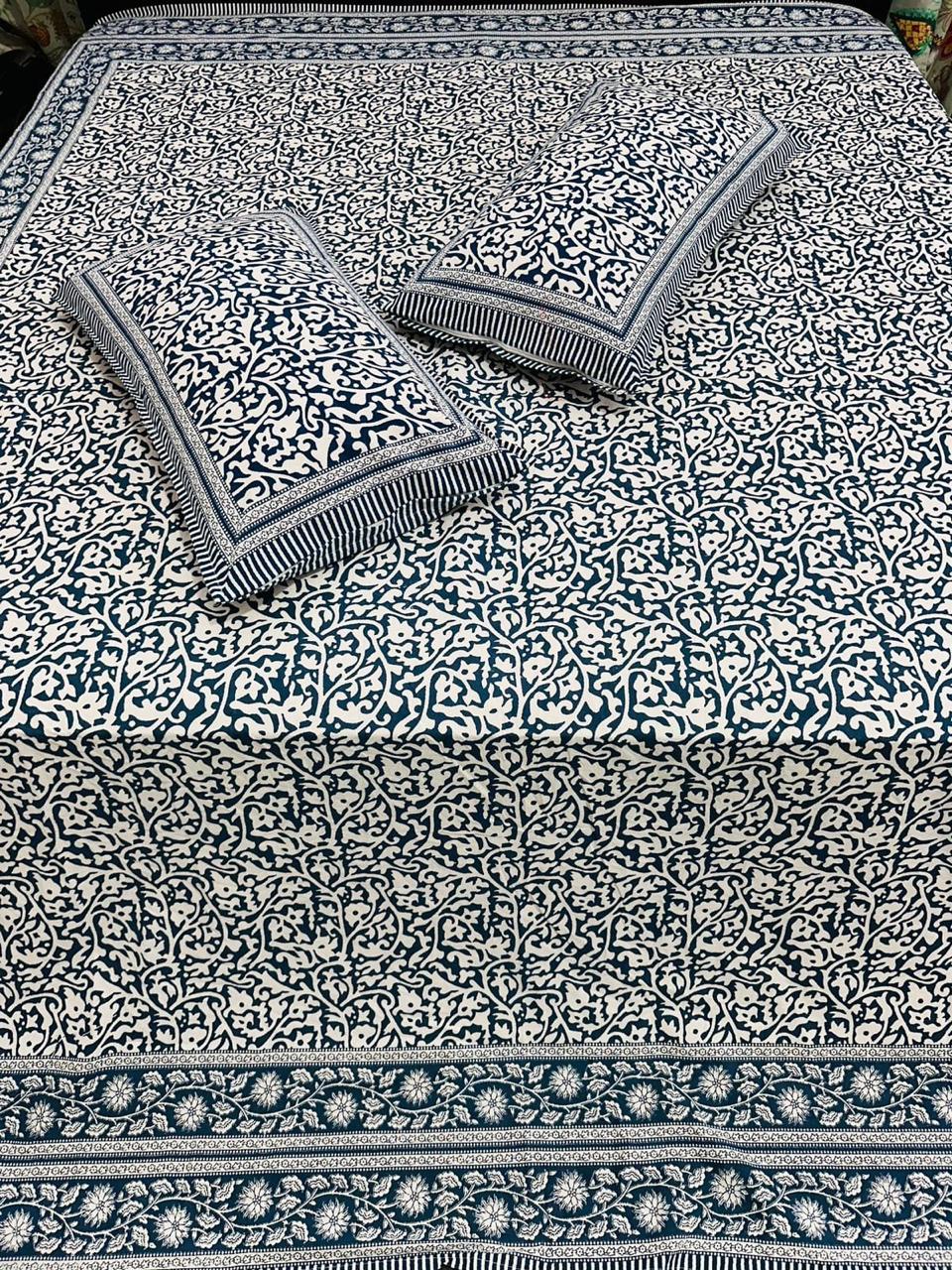 Vanalika - The Forest vine Bedsheet | Everyday Cotton | Blue