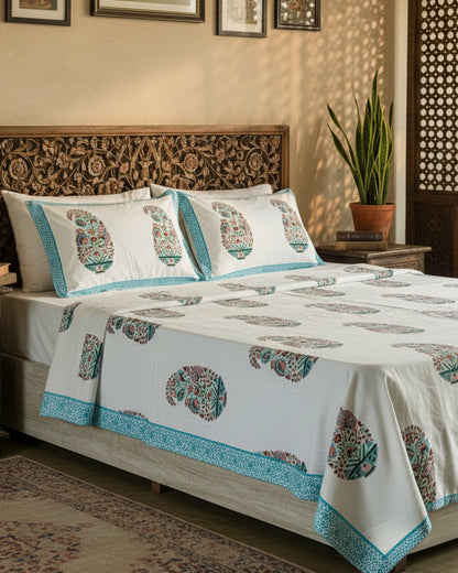 Sukoon blue Soft Fine Cotton bedsheet – fabric detail