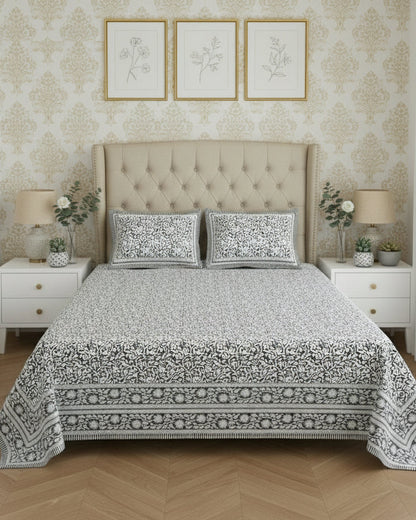 Vanalika grey pure cotton bedsheet – front view