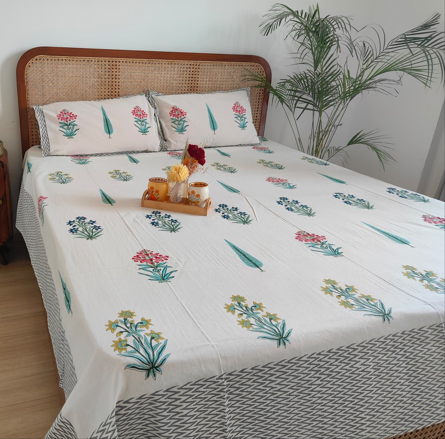 Vasantika - The Spring Bedsheet | Soft Fine Cotton | Grey