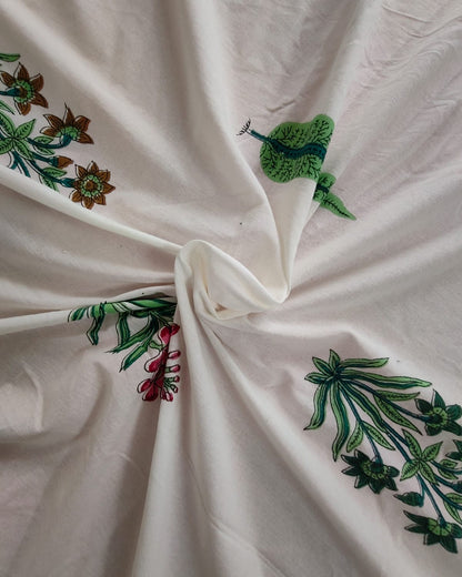Vasantika olive rose pure cotton bedsheet – product detail