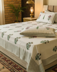 Vasantika - Soft Fine Cotton Bedsheet | Olive