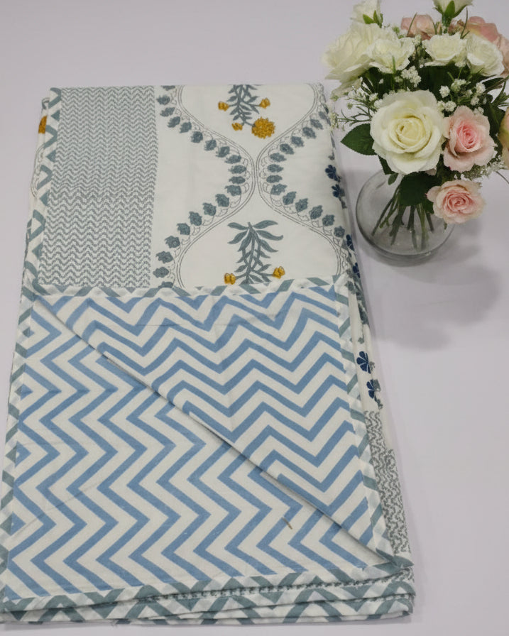 Vasundhara blue reversible mulmul cotton dohar – product view