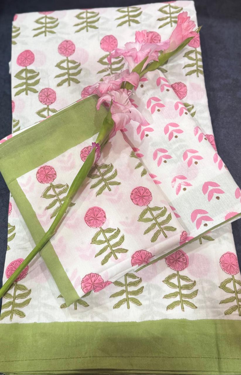 Dahlia - The Vibrant Bedsheet | Hand Block| Soft Fine Cotton