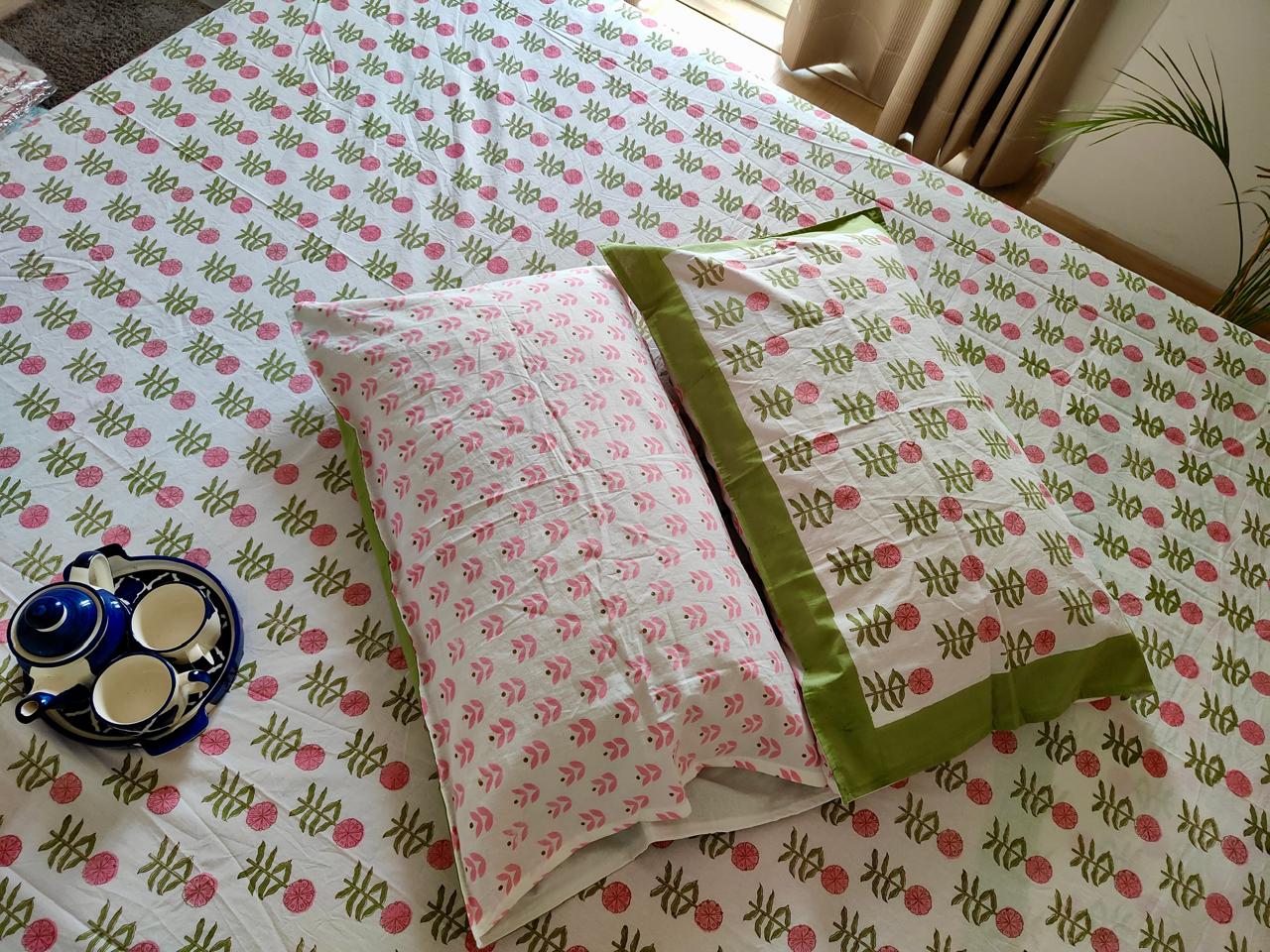 Dahlia - The Vibrant Bedsheet | Hand Block| Soft Fine Cotton