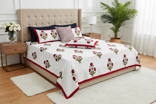Arunima - The Dawn Bedsheet | Everyday Cotton | Red