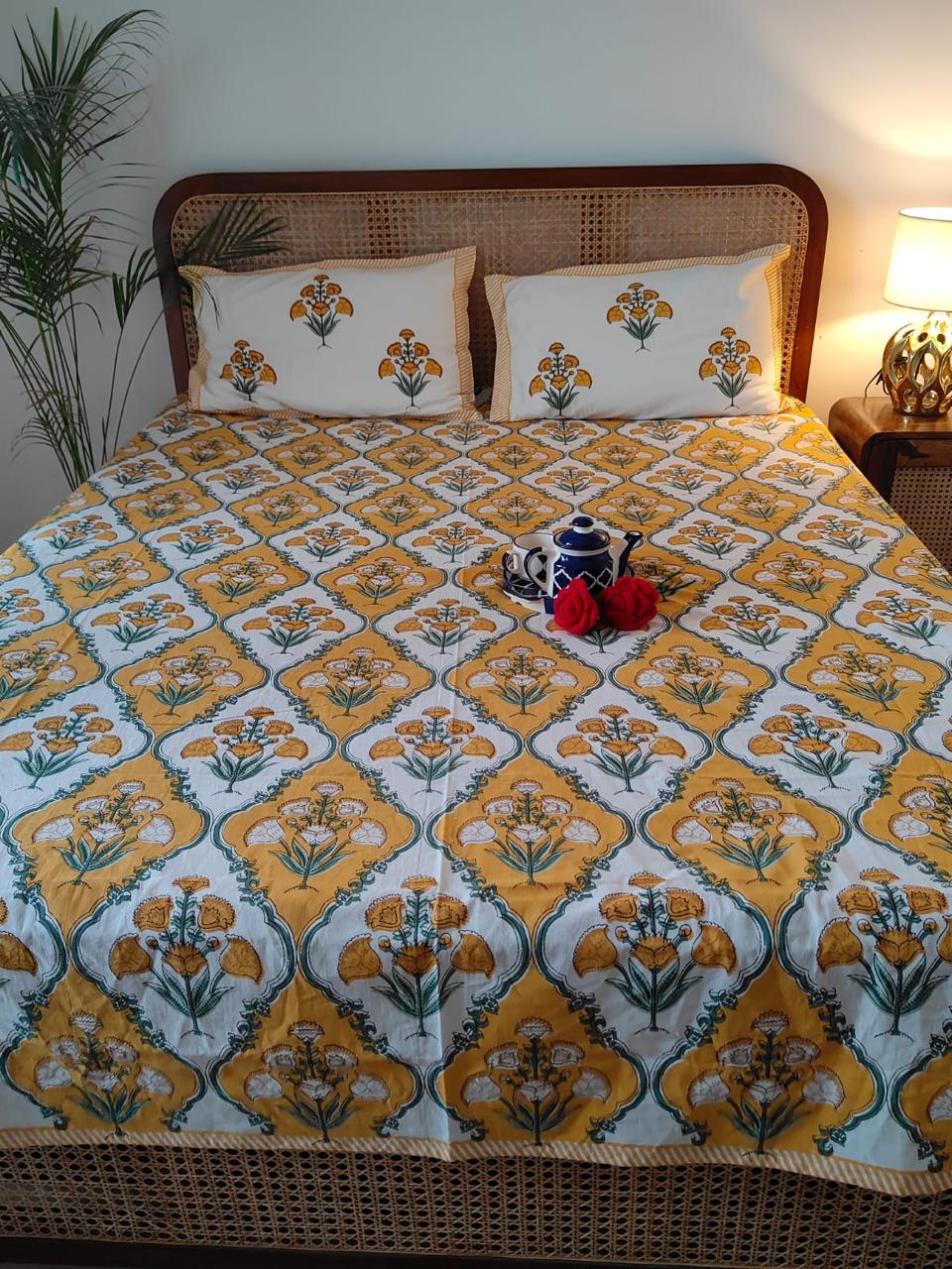 Guldasta - The Bouquet Bedsheet |Everyday Cotton | Yellow