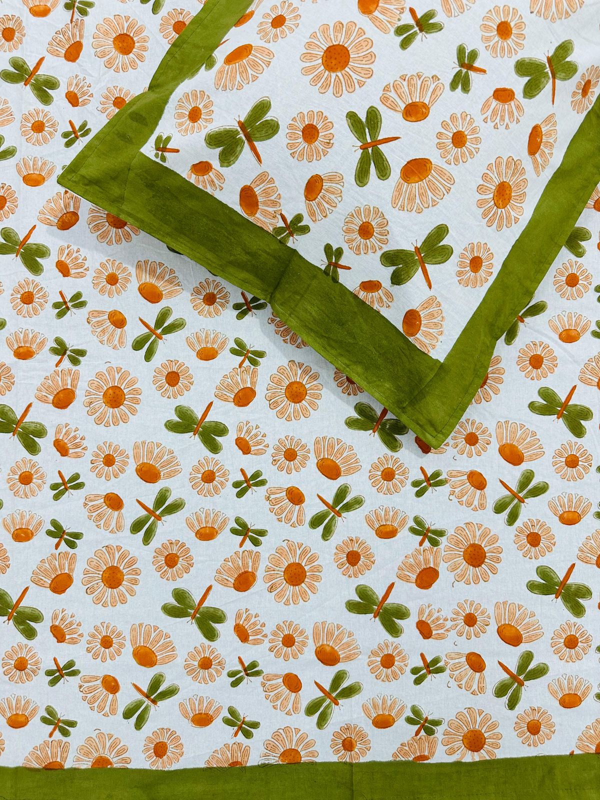 Bhambhiri - The Dragonfly Bedsheet | Hand Block | Soft Fine Cotton