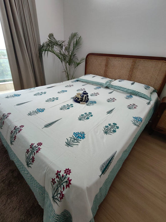 Vasantika - The Spring Bedsheet | Soft Fine Cotton | Green