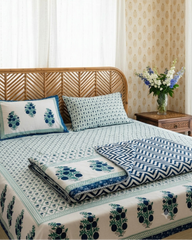 Zara Dohar Bedsheet Bedding Set | Blue