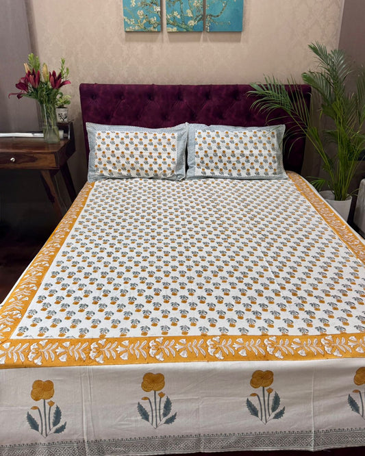 Zareen - Luxe Cotton Bedsheet | Hand Block